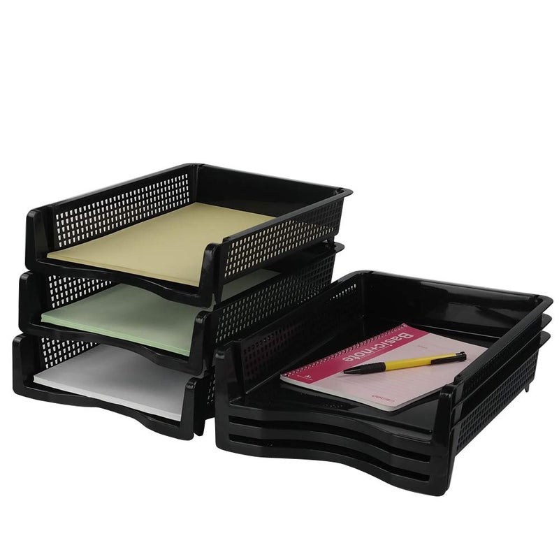 Ggbin 6 Tier Desktop A4 Paper Storage Tray, Stackable File Organizer Trays, Black - Image 1